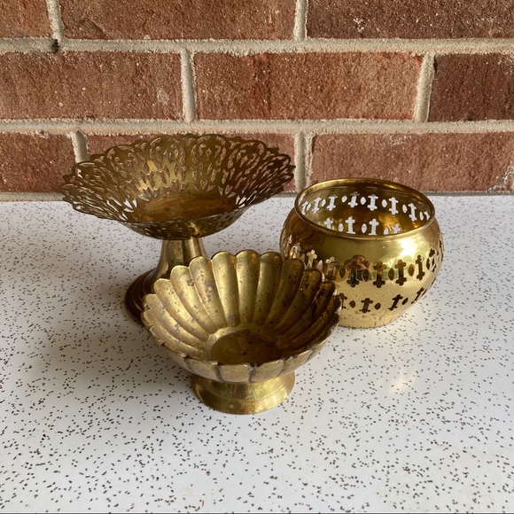 Vintage Other - Brass Tealight Trio
